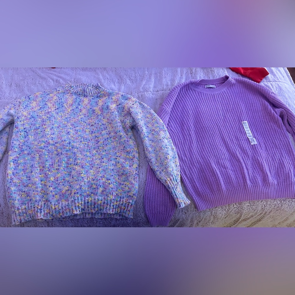 Multicolor and Purple Women's Sweater Set